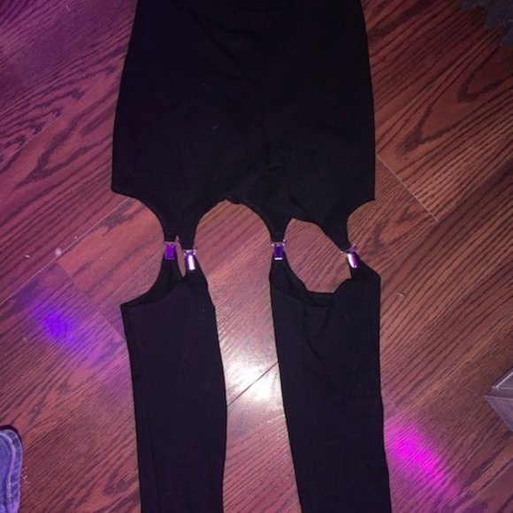 BLACK HEART Pants - BLACK SUSPENDER PANTS